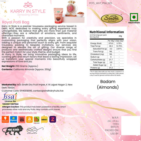 Premium Gift Potli, 250g Net Contents Premium Gift Potli, 250g Net Contents