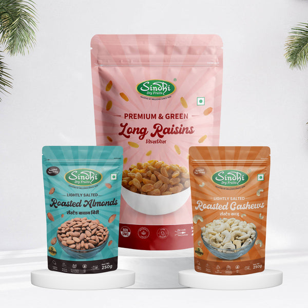 Salted roasted kaju, almonds and pista mix – premium snack pack detail