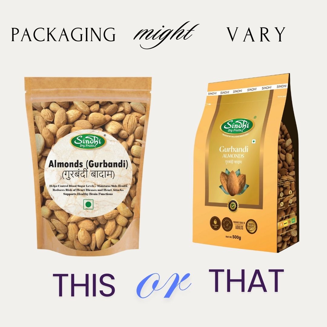 Premium Gurbandi Badam 500g pack front view, Afghan almonds