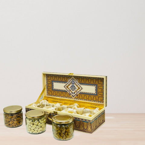 Gift Box with 3 Premium Dry Fruits in Glass Jars
