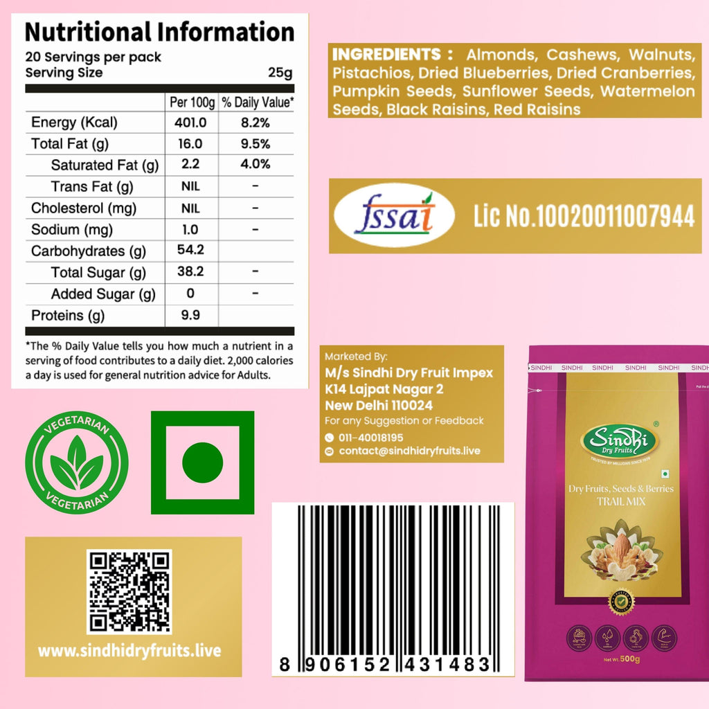 Premium Dry Fruit Trail Mix – Nuts, Seeds & Berries, All-Day Energy Blend