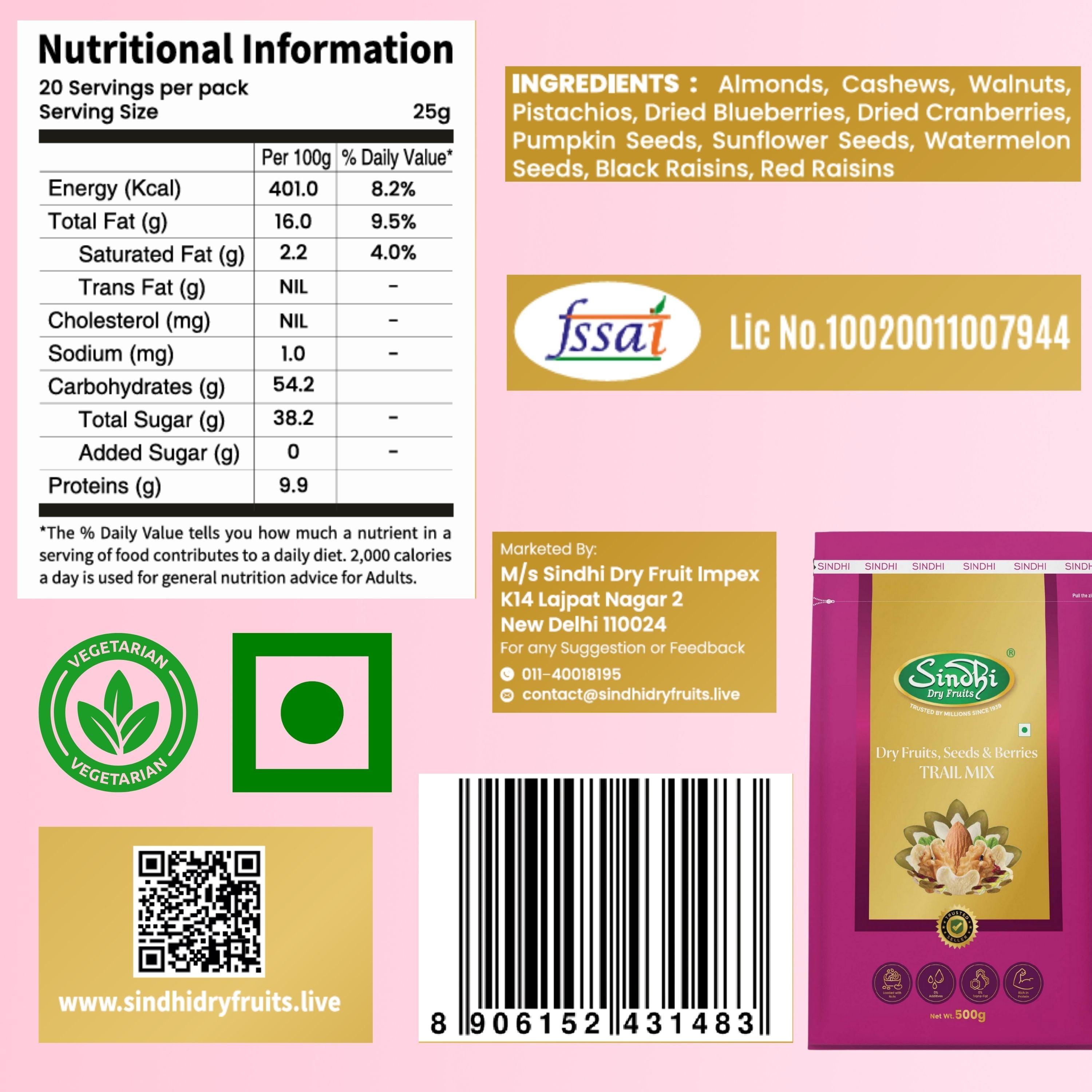 Premium Dry Fruit Trail Mix – Nuts, Seeds & Berries, All-Day Energy Blend