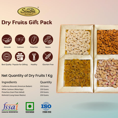 Dry Fruit Gift Box, 1 Kg Net Contents (Outer Cover Variable)