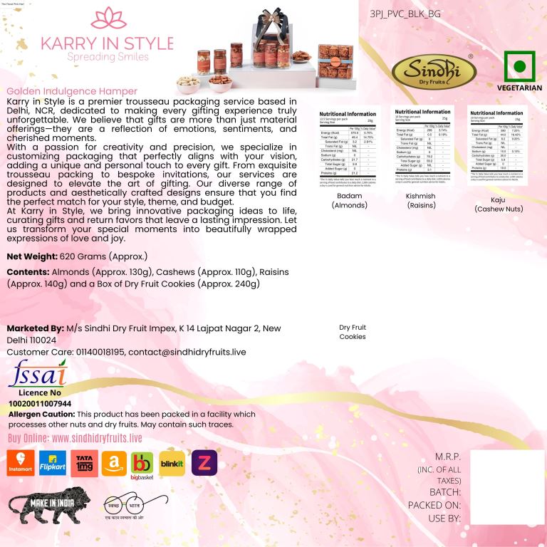 Golden Indulgence Hamper 840g Net Contents