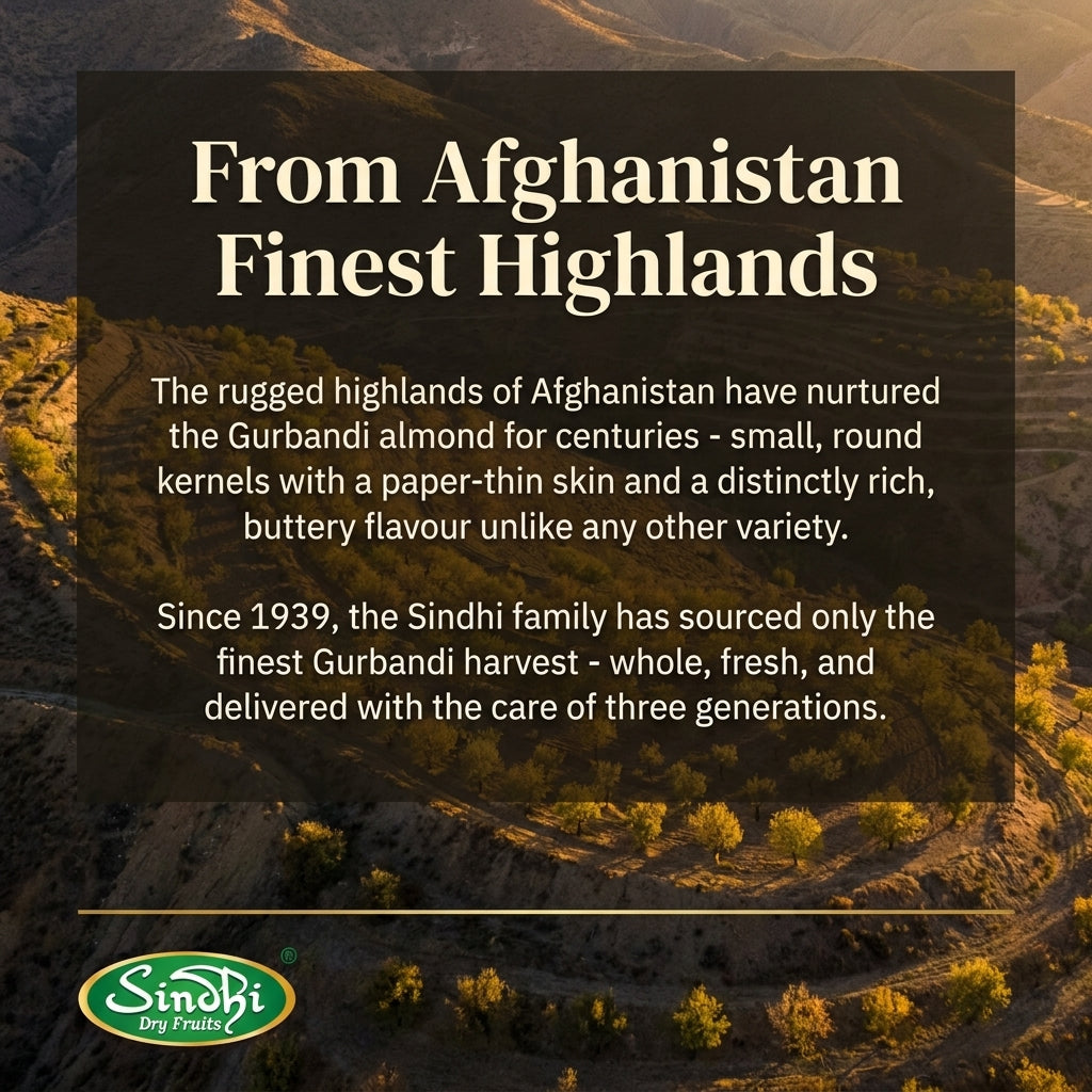 Gurbandi Badam origin story, Afghan almonds sourced and graded for Sindhi Dry Fruits