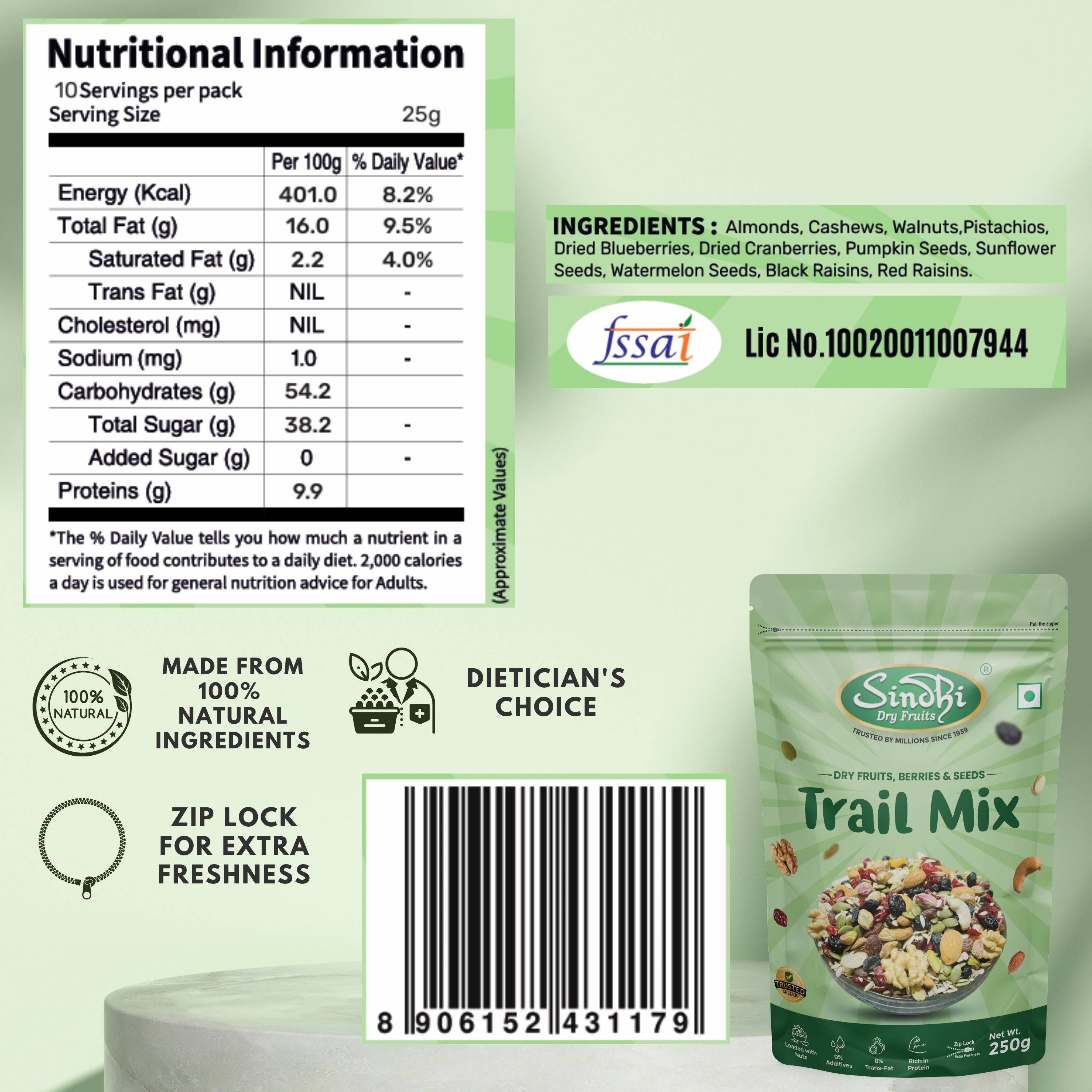 Premium Dry Fruit Trail Mix – Nuts, Seeds & Berries, All-Day Energy Blend