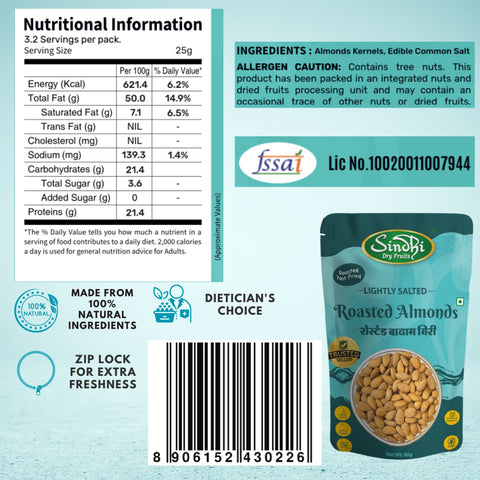 Salted Nut Snack, Roasted Kaju 80g, Roasted Almond 80g and Salted Pista 200g, Light Health Boost for Office Snacking, 360g, Pack of 3