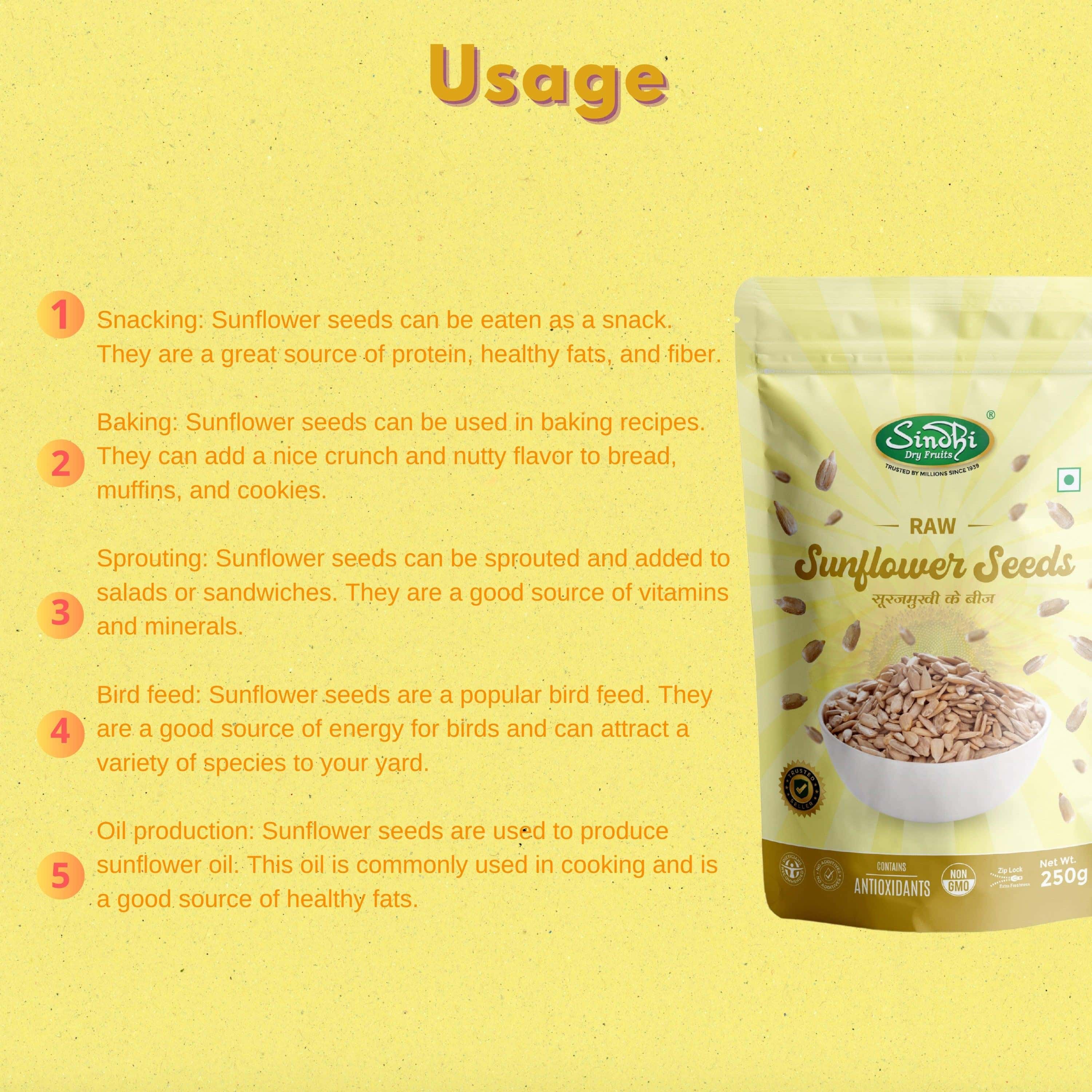 Premium Sunflower Seeds – Raw Natural Surajmukhi Beej, High in Vitamin E