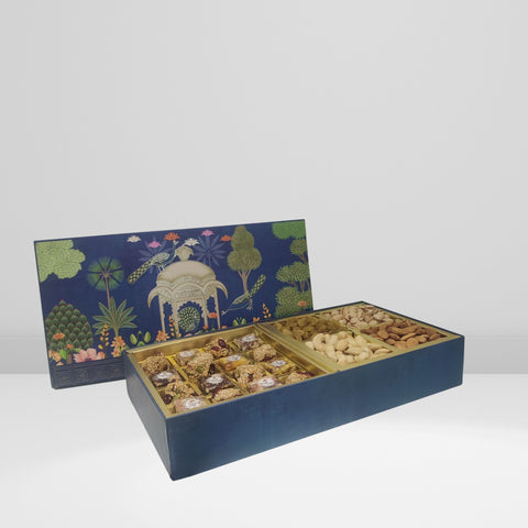 Gift Box with 4 Premium Dry Fruits and 16 Assorted Bites