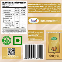Gurbandi Badam nutrition information, protein per 100g and FSSAI label