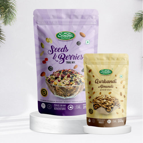 Mixed seeds and Gurbandi badam premium dry fruits, pack detail