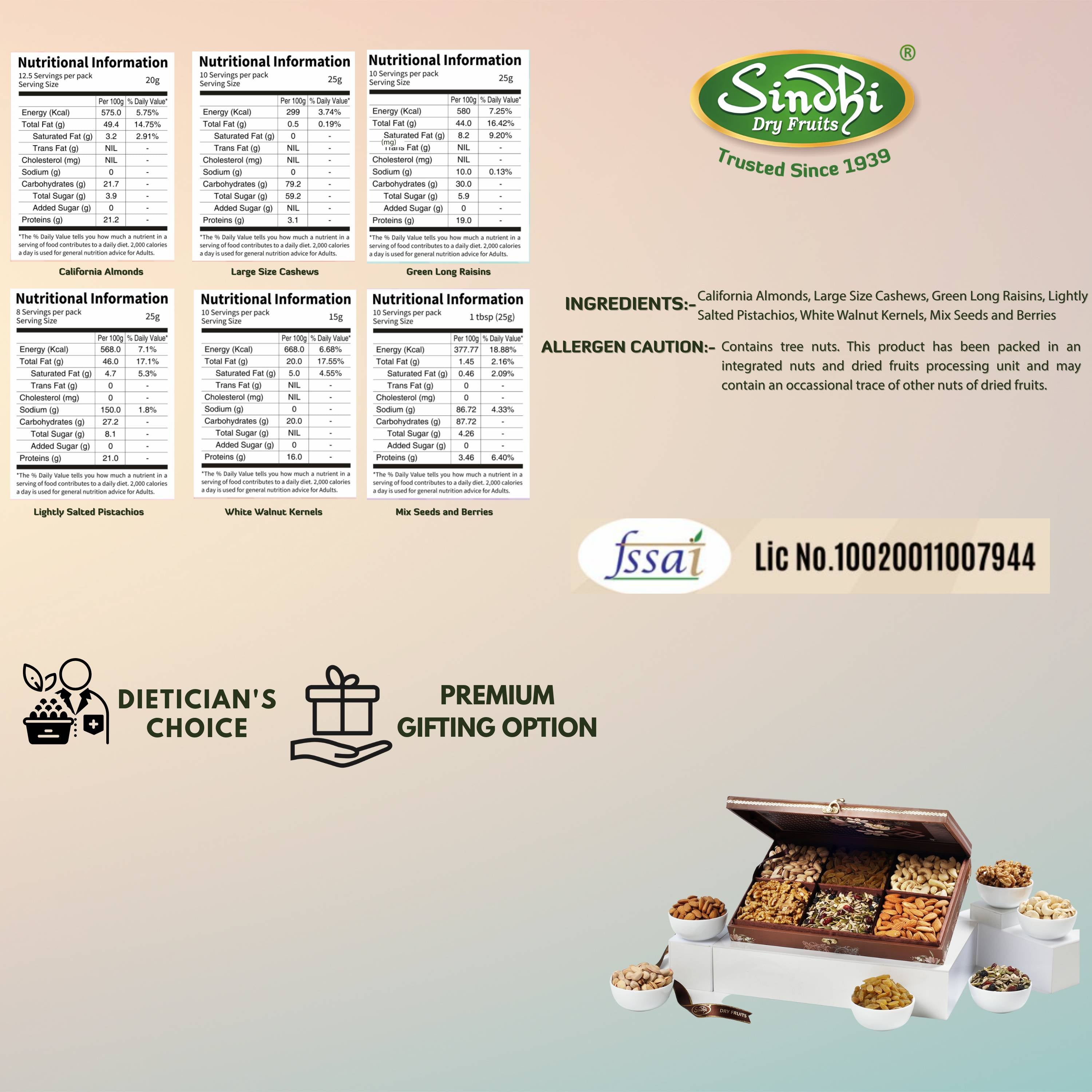 Grand Six-Delight Nut & Berry Gift Box, 900g Net Contents