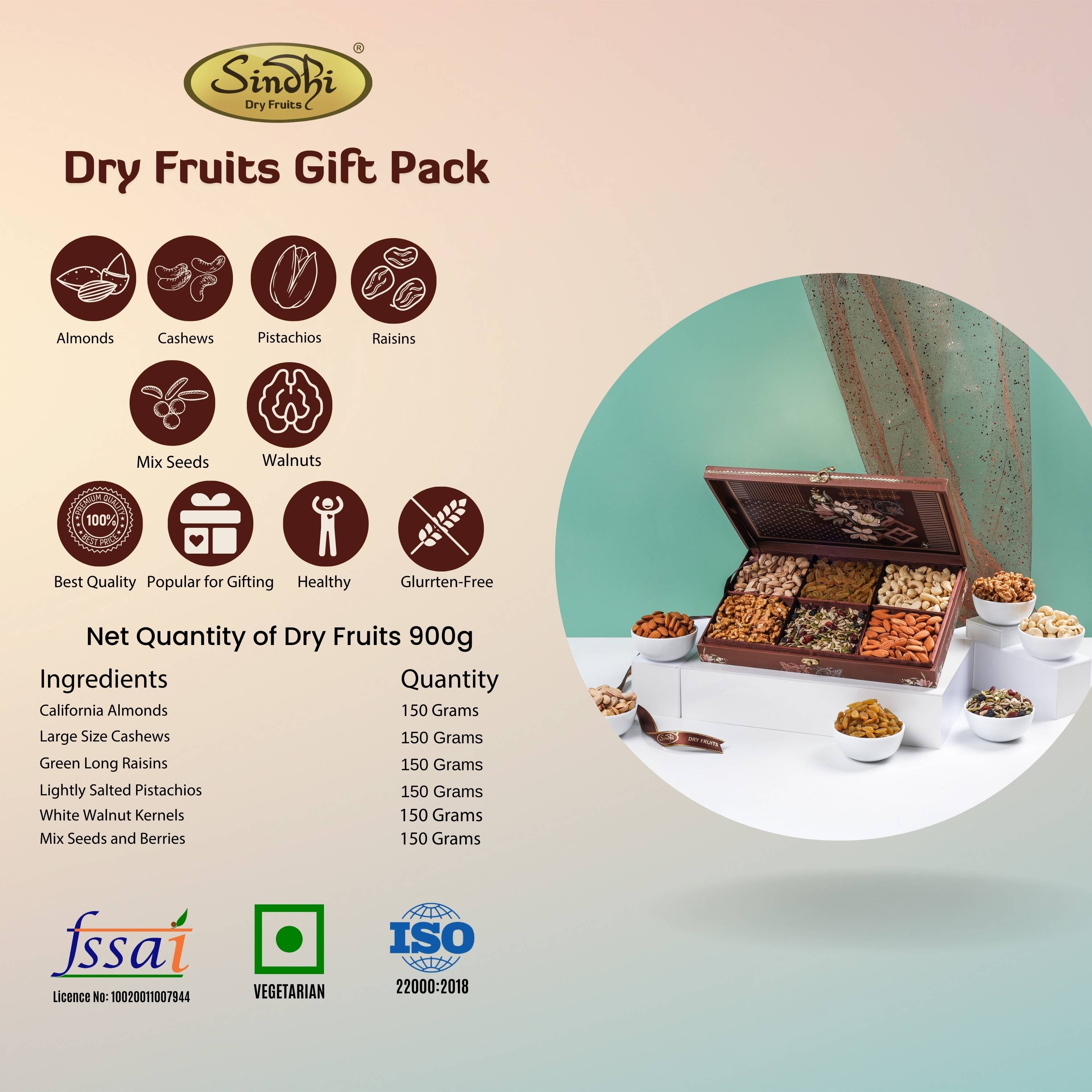 Grand Six-Delight Nut & Berry Gift Box, 900g Net Contents