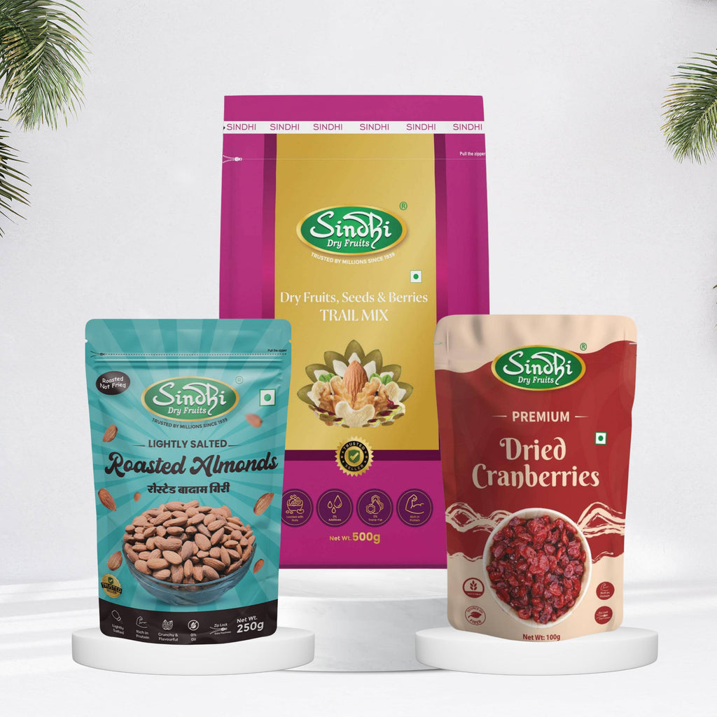 Premium Trail Mix Energy Pack – Roasted Badam, Cranberries & Nuts, Superfood Trio, 850g