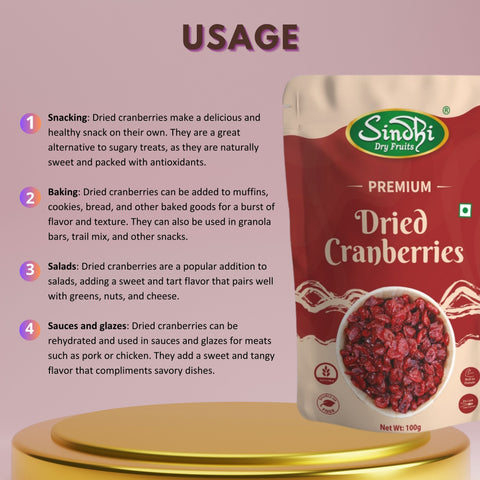 Cranberries Dried, Premium Pack 100g