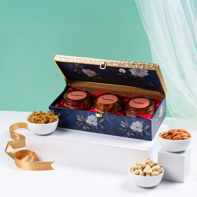 Elegant Trio Nut & Raisins Gift Box, 570g Net Contents