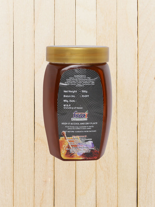 Kesar Shahad 500g pack detail – pure saffron honey