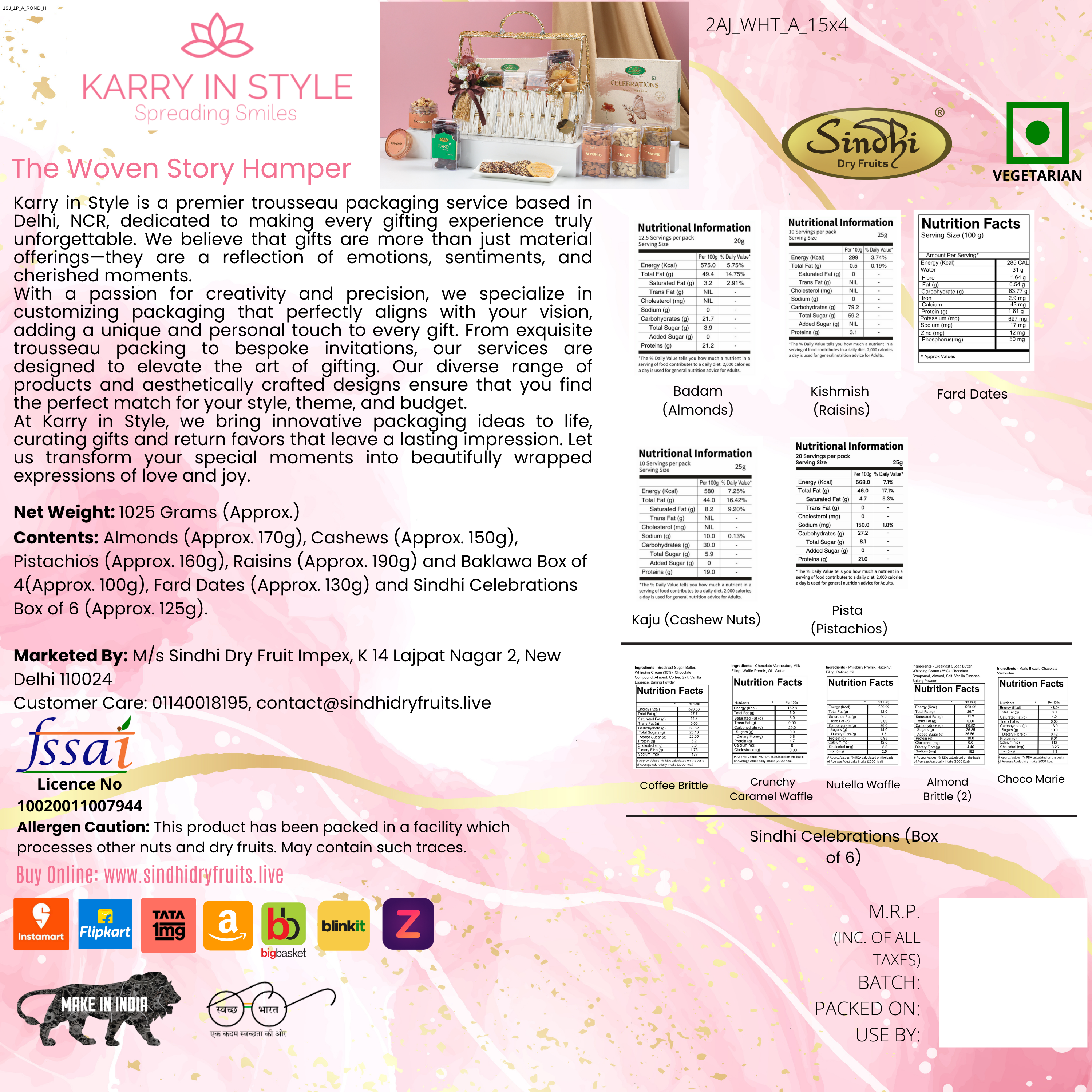 Premium Gift Hamper, 1025g Net Contents