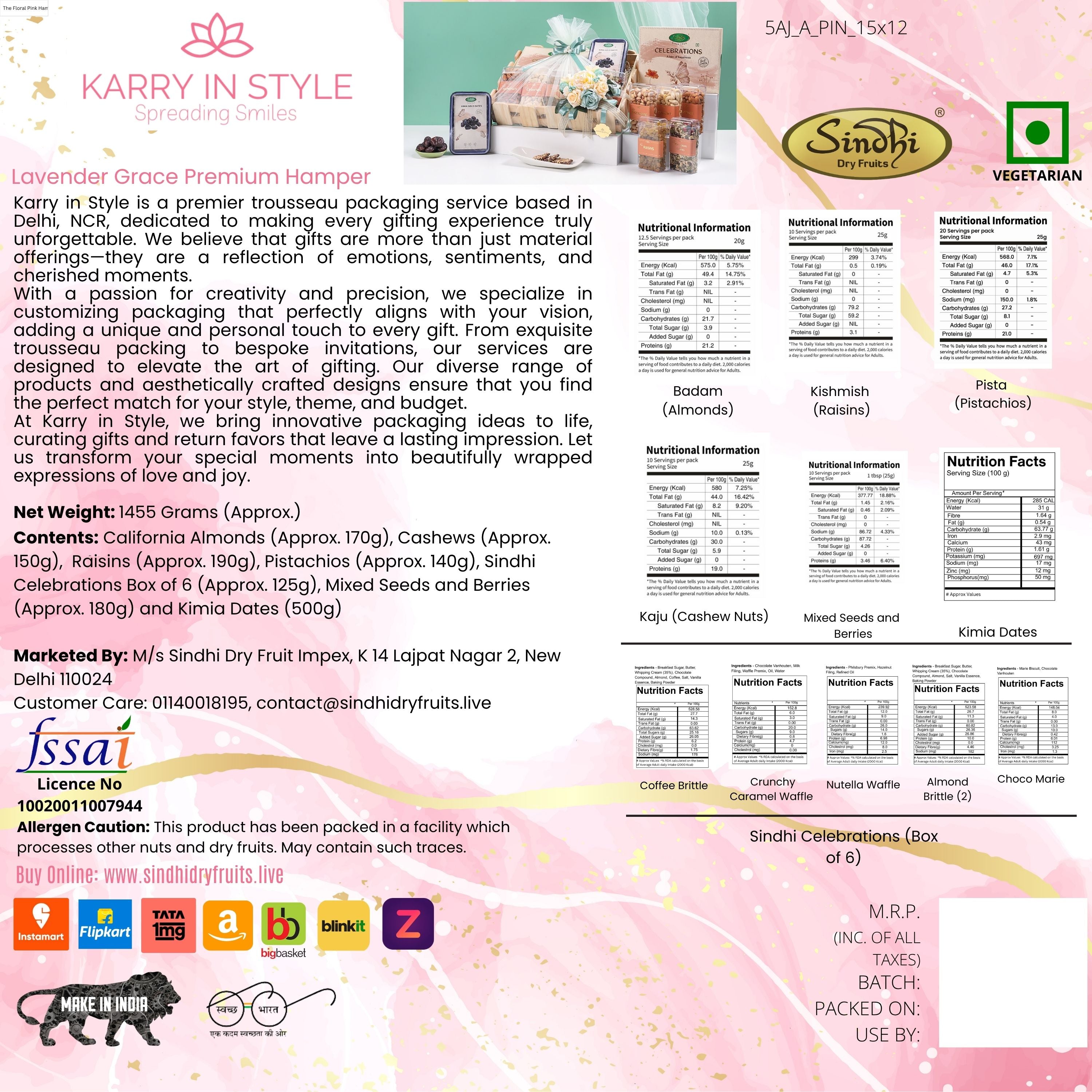 Premium Gift hamper, 1455g Net Contents