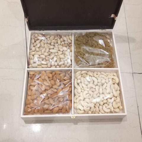 Dry Fruits In an MDF Box, 1 Kg Net Contents - Sindhi Dry Fruits