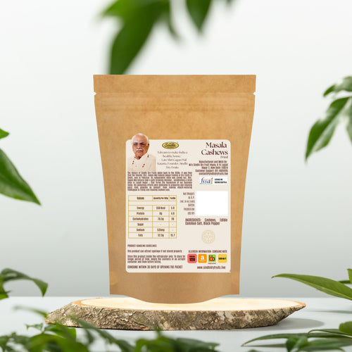 Black pepper cashews 500g pack detail – spicy fried kaju