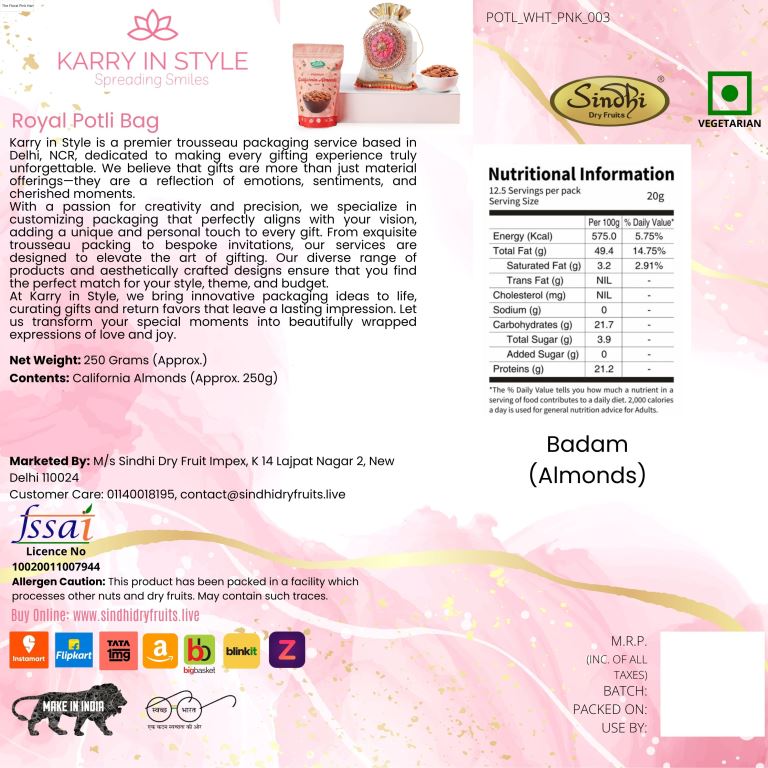 Royal Potli Bag, 250g Net Contents
