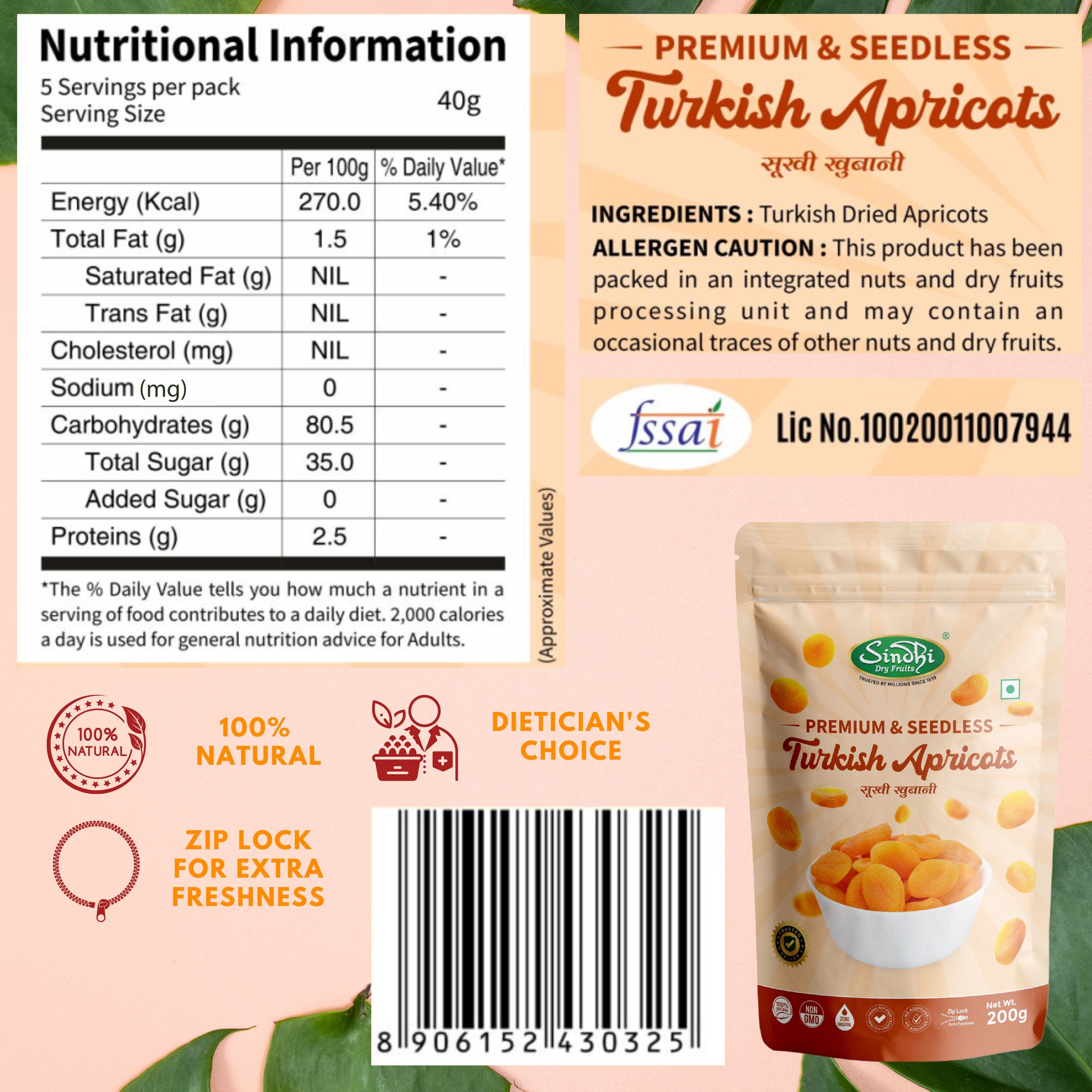 Exotic Delight Mix, Turkish Apricots 200g and Pecan Nuts 100g and Akhrot Giri 150g, Luxurious Gourmet Gifting Mix, 450g, Pack of 3