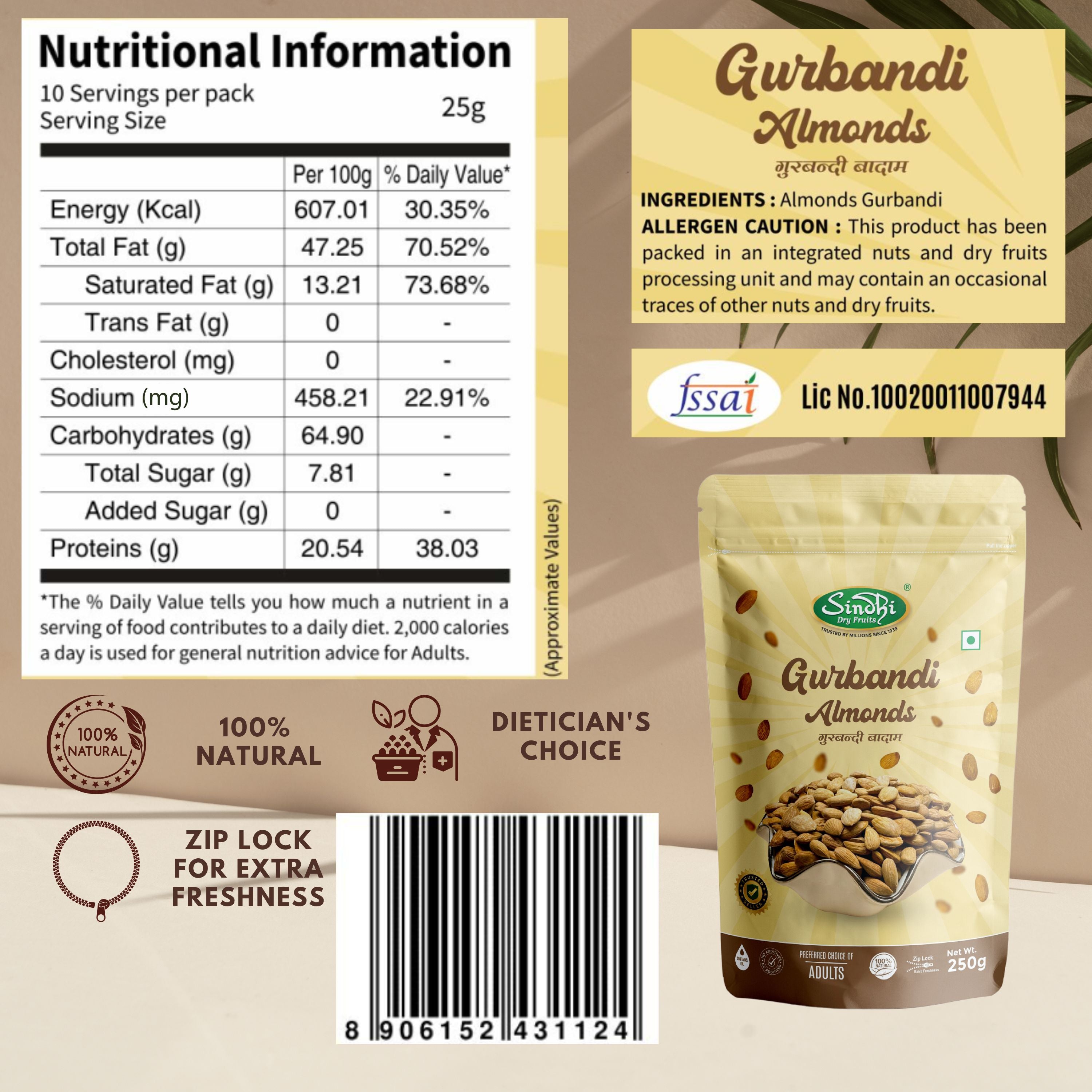 Seeds and Almonds Pack, Mixed Seeds with Dry Fruits 250g and Badam Gulbandi 250g, Classic Energy and Wellness Combo, 500g, Pack of 2
