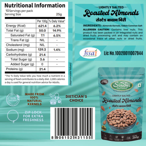Salted Nuts Snack, Roasted Kaju 250g, Roasted Almond 250g and Salted Pista 200g, Light Health Boost for Office Snacking, 700g, Pack of 3