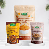 Exotic Delight Mix, Turkish Apricots 200g and Pecan Nuts 100g and Akhrot Giri 150g, Luxurious Gourmet Gifting Mix, 450g, Pack of 3