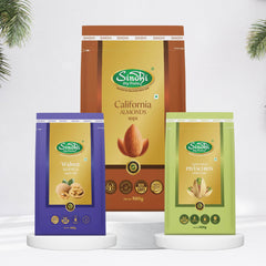 Protein Power Combo, California Almonds 500g and Pistachios Lightly Salted 500g and Akhrot Giri 250g, Brain Health and Stamina Trio, 1250g, Pack of 3