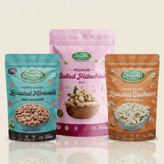 Salted Nuts Snack, Roasted Kaju 250g, Roasted Almond 250g and Salted Pista 200g, Light Health Boost for Office Snacking, 700g, Pack of 3