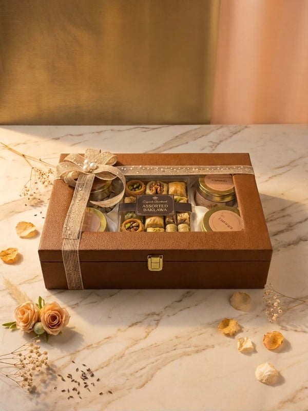 Premium Dry Fruits & Baklawa Gift Hamper — Almonds, Cashews, Pistachio & Raisins