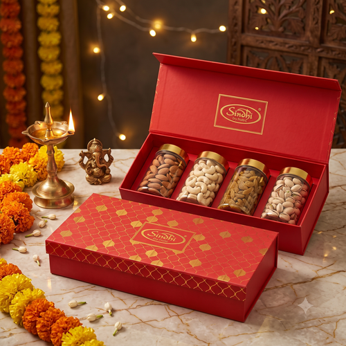 Classic Dry Fruits Gift Box — Almonds, Cashews, Pistachio & Raisins, 490g — front pack