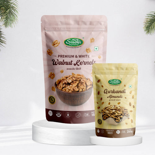 Gurbandi badam and akhrot giri premium dry fruit duo, pack detail