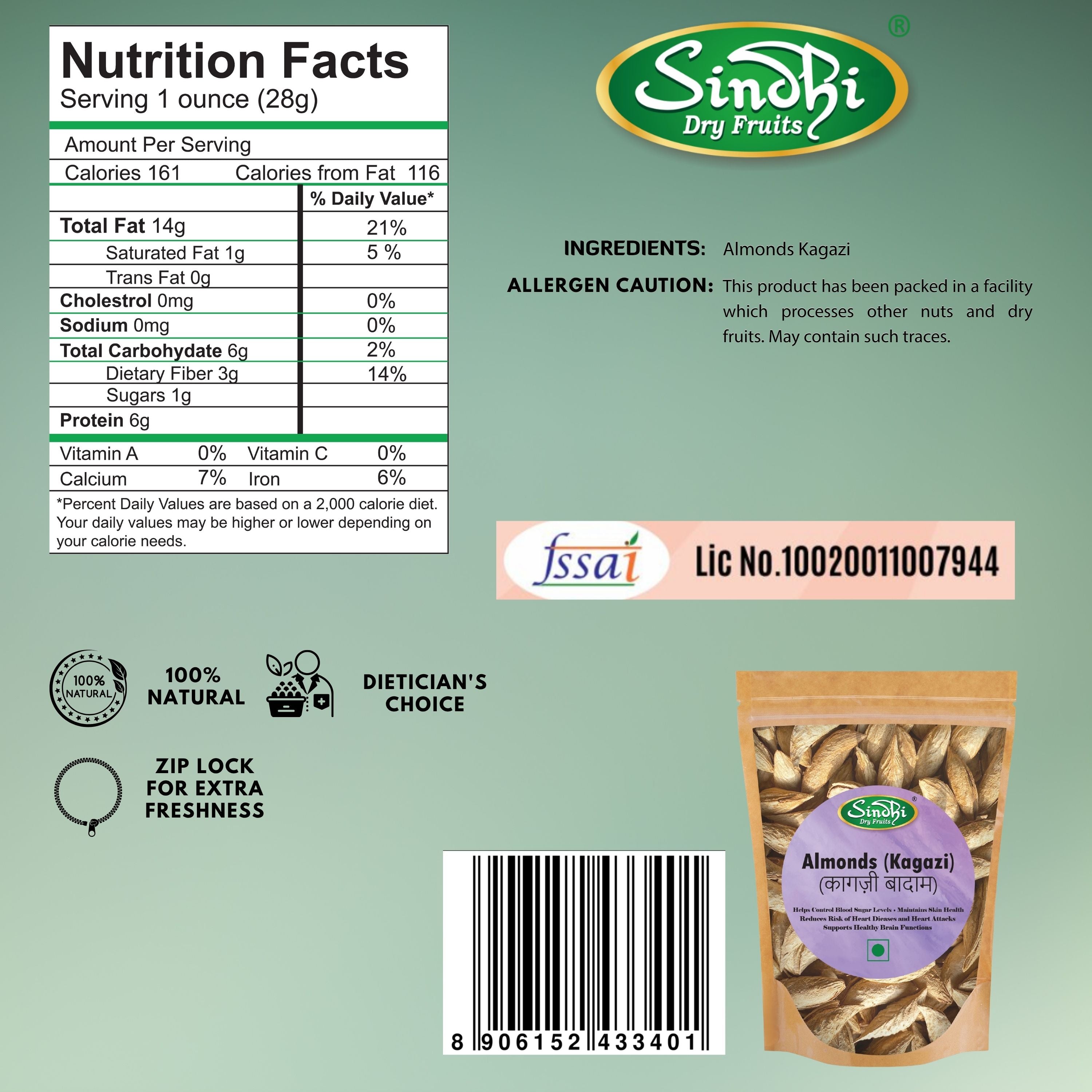 Almond Kagazi, Soft Shell Sattarbai Almonds, Premium Pack