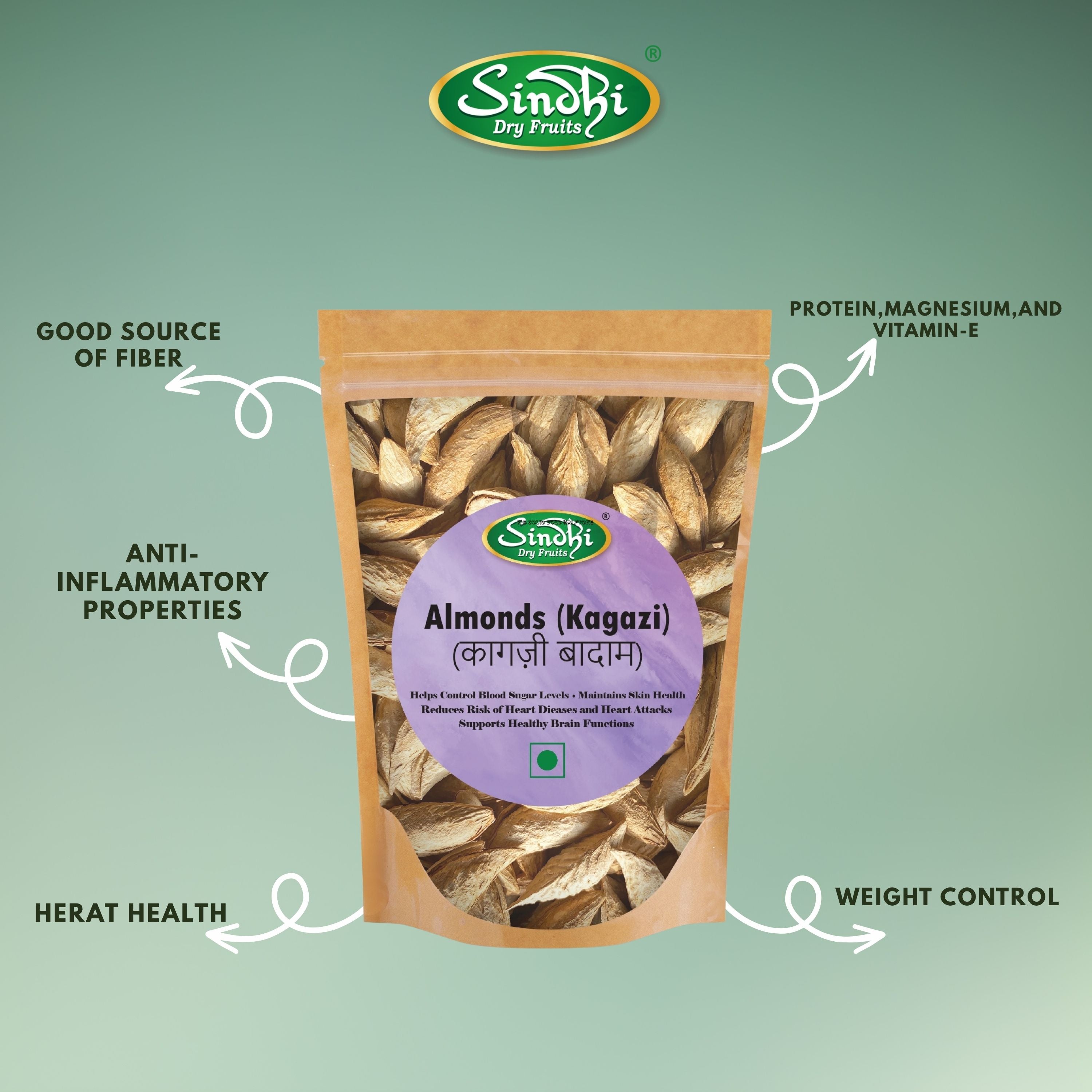 Almond Kagazi, Soft Shell Sattarbai Almonds, Premium Pack