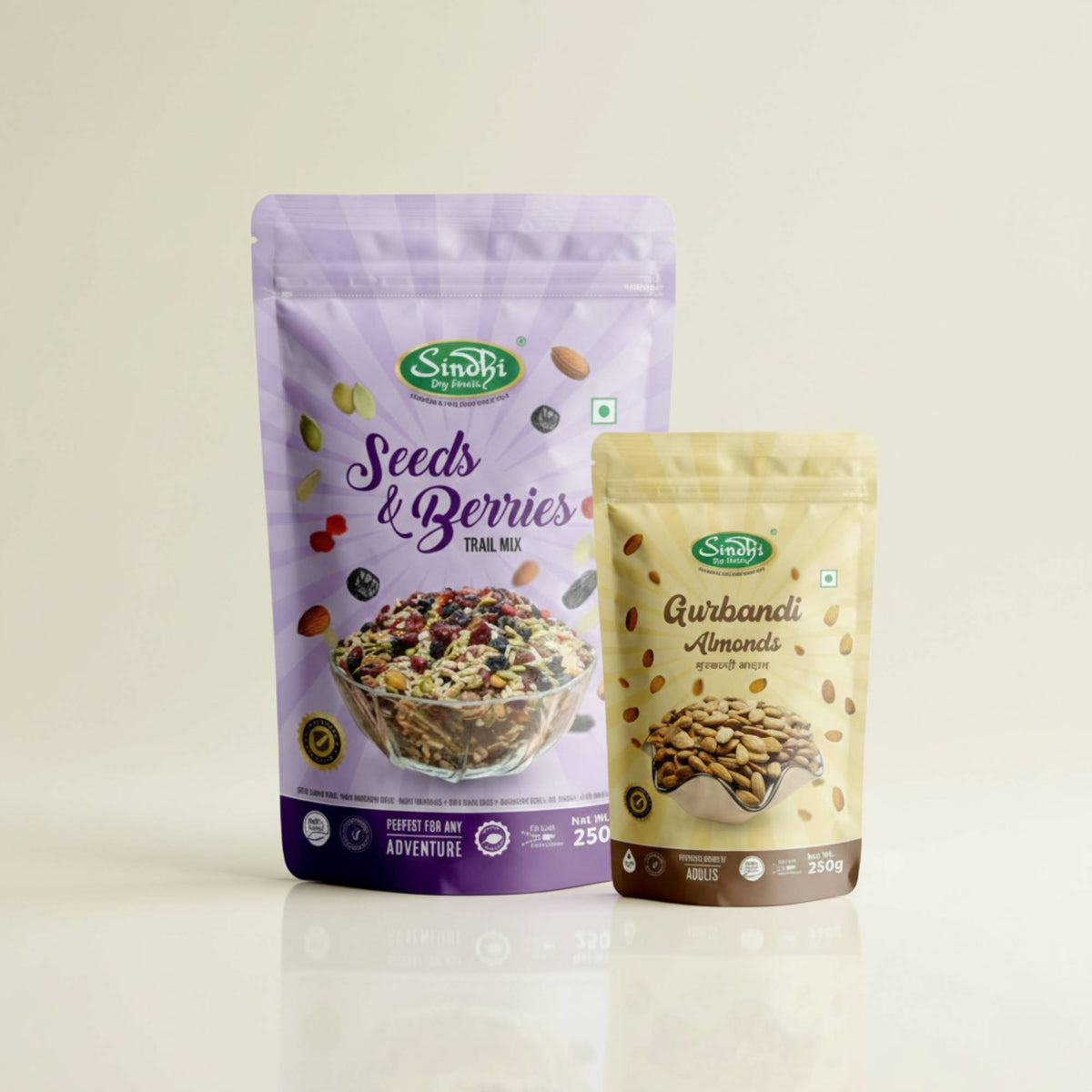 Seeds and Almonds Pack, Mixed Seeds with Dry Fruits 250g and Badam Gulbandi 250g, Classic Energy and Wellness Combo, 500g, Pack of 2