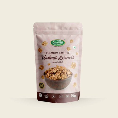 Premium light walnut kernels pack front view – mild white akhrot giri, naturally nutritious