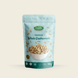 Premium cashew nuts pack front view – large whole kaju, fresh for cooking