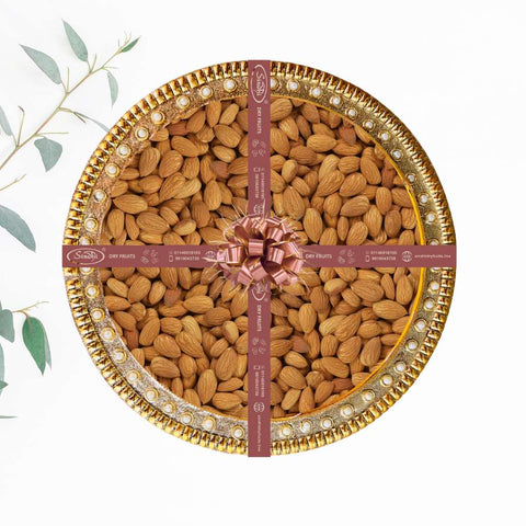 Wonderland Foods - Dry Fruits Gift Pack Almonds + Pistachios (500g X 2) 1Kg  With Free Ganesh Ji Reflection Shadow Reflection Diya | Family | Corporate  Combo For Diwali, Shubh Deepawali