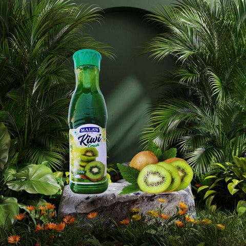 Mala's Kiwi Crush Bottle Premium Quality Crush Fresh Kiwi Flavor Natural Ingredients Crush Vitamin C Rich Drink Refreshing Summer Drink